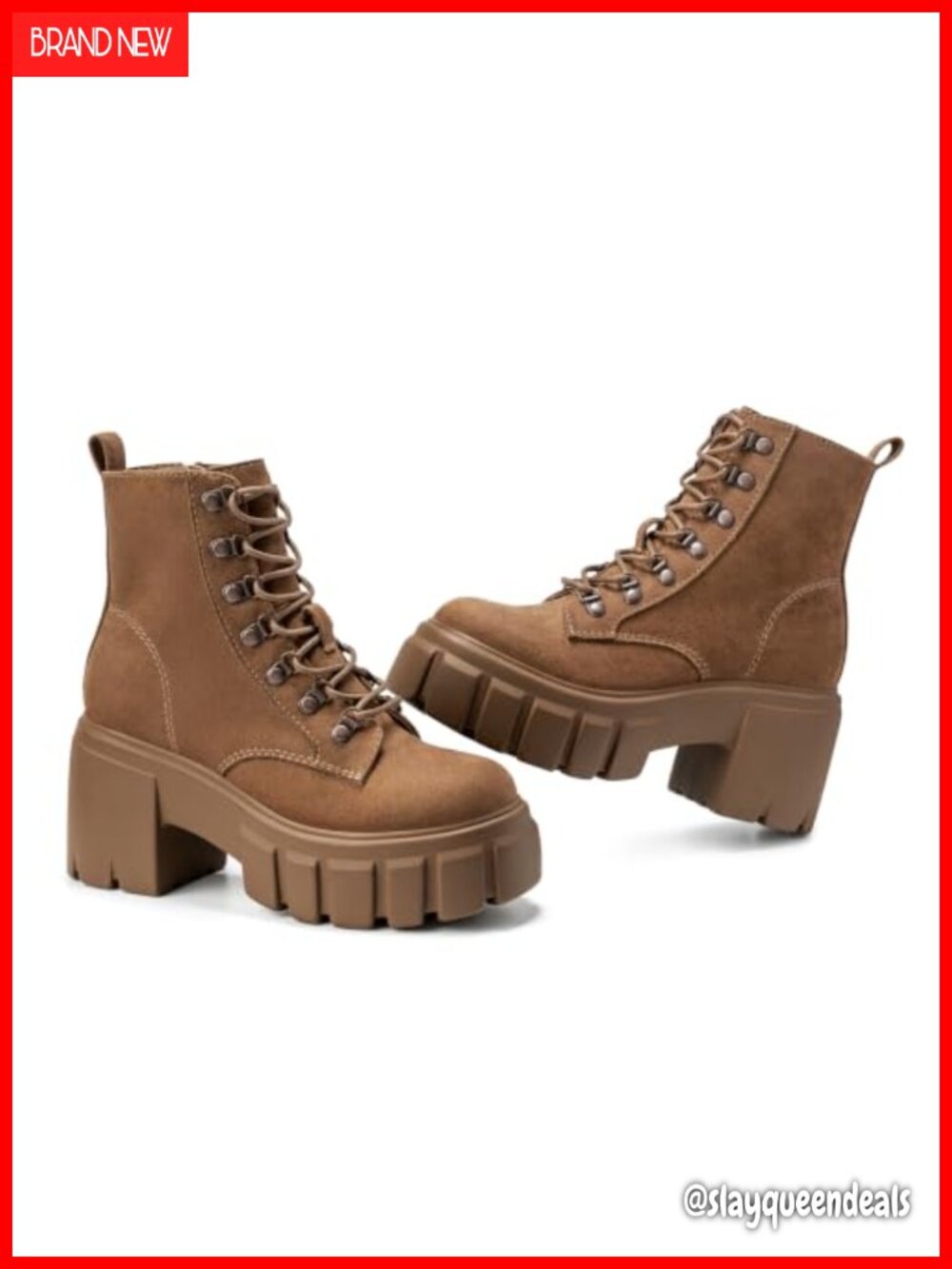 Womens Combat Boots Lace Up Zip Ankle Booties Chunky High Heel Platform